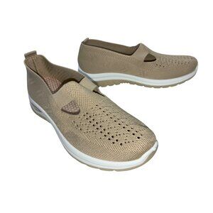 NWOT Saneggsry Casual Fashion Slip On Loafers Beige Canvas Sz 40, US 8 #h